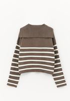 Bayan Çok Renkli Polo Yaka Çizgili Kazak