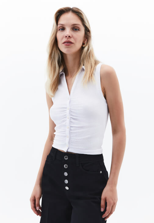  Polo Yaka Büzgülü Atlet