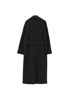 Bayan Siyah Yün Karışımlı Oversize Kaban