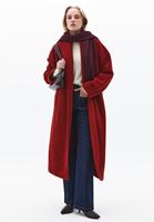 Bayan Bordo Yün Karışımlı Oversize Kaban