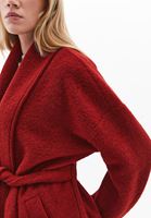 Bayan Bordo Yün Karışımlı Oversize Kaban