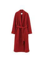 Bayan Bordo Yün Karışımlı Oversize Kaban