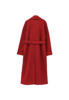 Bayan Bordo Yün Karışımlı Oversize Kaban