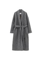 Bayan Gri Yün Karışımlı Oversize Kaban