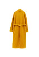 Bayan Sarı Yün Karışımlı Oversize Kaban