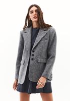 Bayan Gri Yün Karışımlı Oversize Ceket