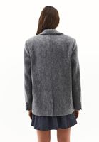 Bayan Gri Yün Karışımlı Oversize Ceket