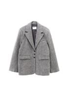 Bayan Gri Yün Karışımlı Oversize Ceket