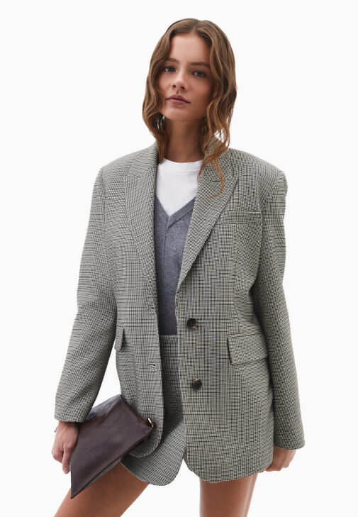 Çok Renkli Yün Karışımlı Boyfriend Blazer Ceket