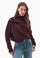 Bayan Bordo Yün Karışımlı Kazak