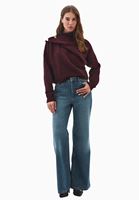 Bayan Bordo Yün Karışımlı Kazak