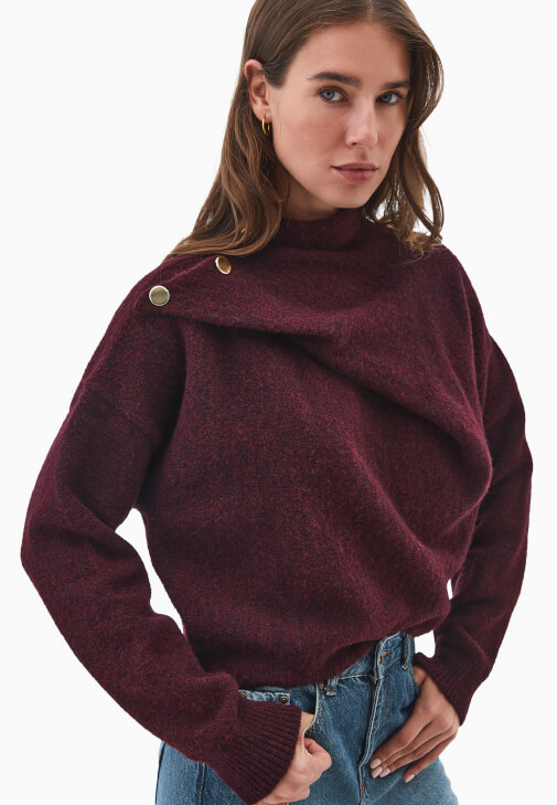 Yün Karışımlı Kazak ve Wide-Leg Pantolon Kombini