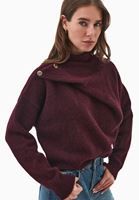 Bayan Bordo Yün Karışımlı Kazak