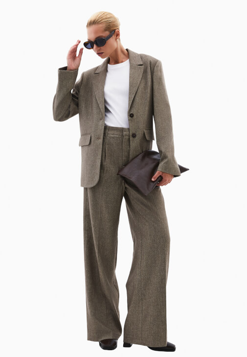 Yün Karışımlı Ceket ve Yün Pantolon Kombini