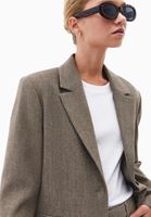 Bayan Kahverengi Yün Karışımlı Oversize Ceket