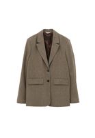 Bayan Kahverengi Yün Karışımlı Oversize Ceket