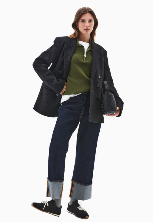 Yünlü Boyfriend Ceket ve Pantolon Kombini