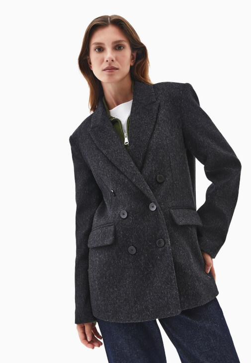 Yünlü Boyfriend Ceket ve Pantolon Kombini