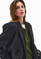 Bayan Siyah Yün Karışımlı Boyfriend Blazer Ceket
