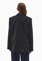 Bayan Siyah Yün Karışımlı Boyfriend Blazer Ceket