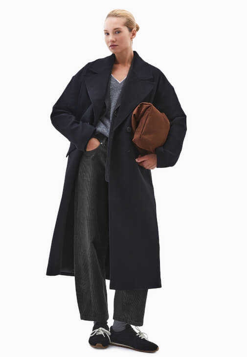  Yün Karışımlı Oversize Kaban