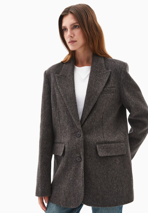 Yün Blazer Ceket ve Bootcut Pantolon Kombini