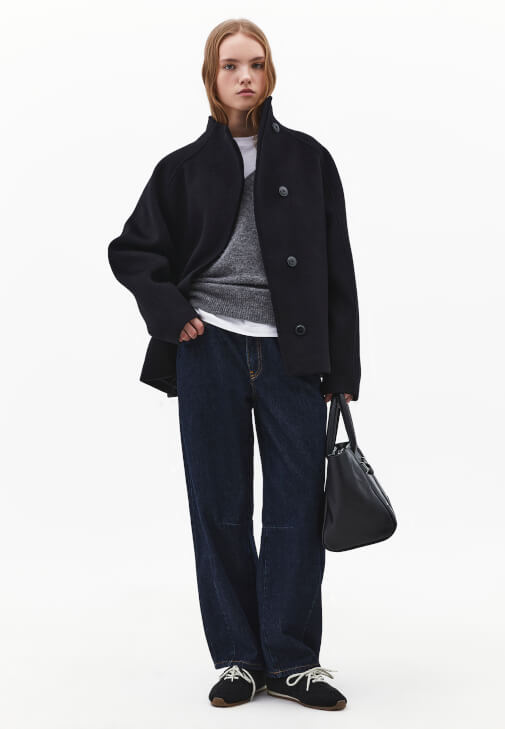  Yün Karışımlı Kaban ve Pantolon Kombini