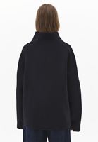 Bayan Siyah Yün Karışımlı Oversize Kaban