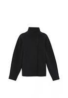 Bayan Siyah Yün Karışımlı Oversize Kaban