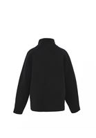 Bayan Siyah Yün Karışımlı Oversize Kaban