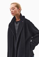 Bayan Siyah Yün Karışımlı Oversize Kaban