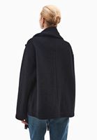 Bayan Siyah Yün Karışımlı Oversize Kaban