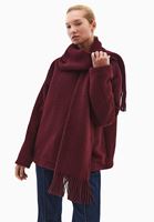 Bayan Bordo Yün Karışımlı Oversize Kaban