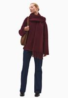 Bayan Bordo Yün Karışımlı Oversize Kaban