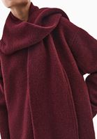 Bayan Bordo Yün Karışımlı Oversize Kaban