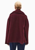 Bayan Bordo Yün Karışımlı Oversize Kaban