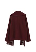 Bayan Bordo Yün Karışımlı Oversize Kaban