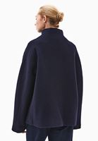 Bayan Lacivert Yünlü Oversize Kaban