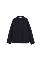 Bayan Lacivert Yünlü Oversize Kaban