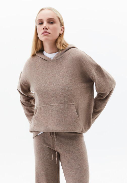  Yün Karışımlı Kapüşonlu Kazak