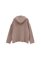 Bayan Bej Yün Karışımlı Kapüşonlu Kazak