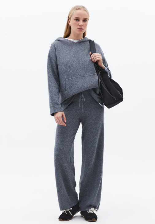 Füme Yün Karışımlı Straight-Fit Pantolon