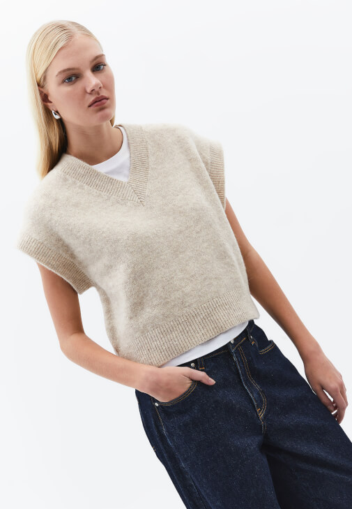 Bej Yün Karışımlı Süveter