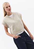 Bayan Bej Yün Karışımlı Süveter