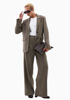 Bayan Kahverengi Yün Karışımlı Wide-Leg Pantolon