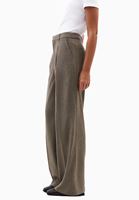 Bayan Kahverengi Yün Karışımlı Wide-Leg Pantolon