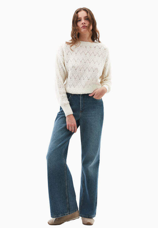  Loose-Fit Kazak ve Denim Pantolon Kombini