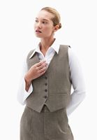 Bayan Kahverengi Yün Karışımlı Crop Yelek