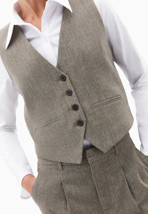 Yün Karışımlı Yelek ve Yün Ceket Kombini