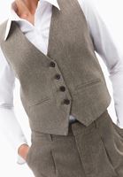 Bayan Kahverengi Yün Karışımlı Crop Yelek